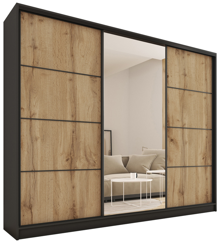 Loftowa duża szafa przesuwna z lustrem 250 cm LOFT MAX