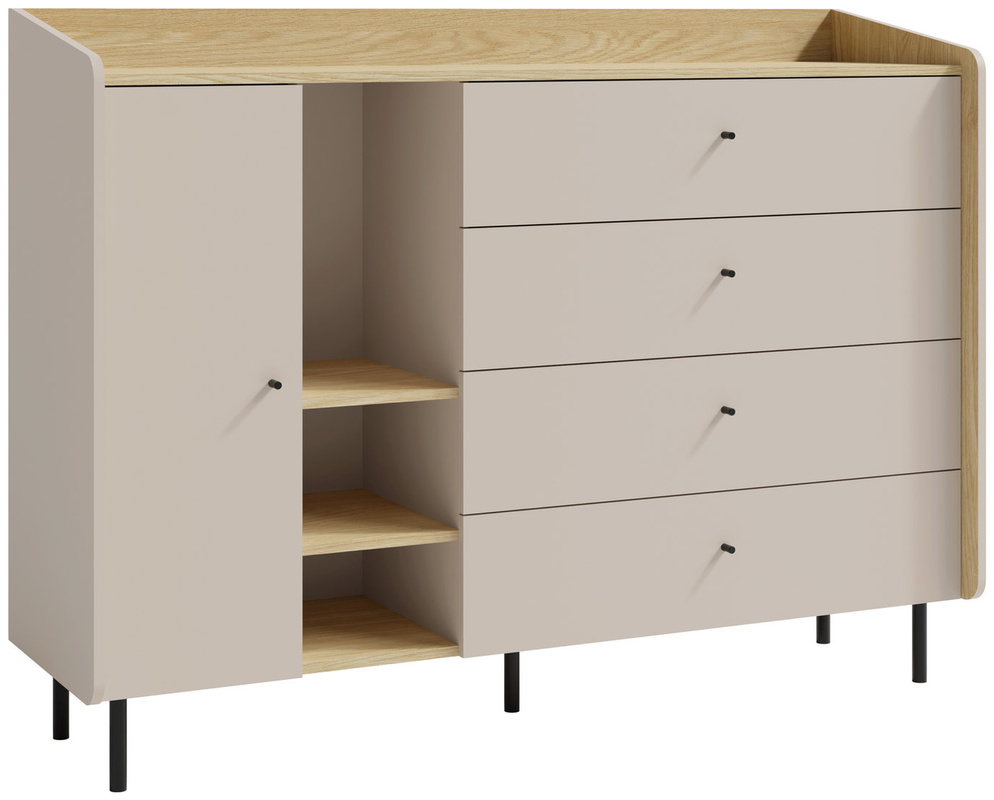 Młodzieżowa komoda nowoczesna na nóżkach 155 cm ALDENO beż piaskowy