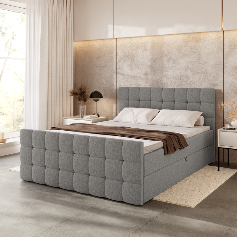 Łóżko kontynentalne 160x200 z pojemnikiem DAKOTA DUO szary