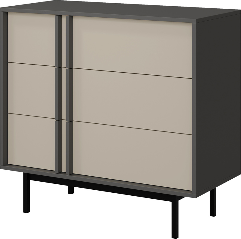 Komoda AVERO 93cm antracyt beż jasny z szufladami