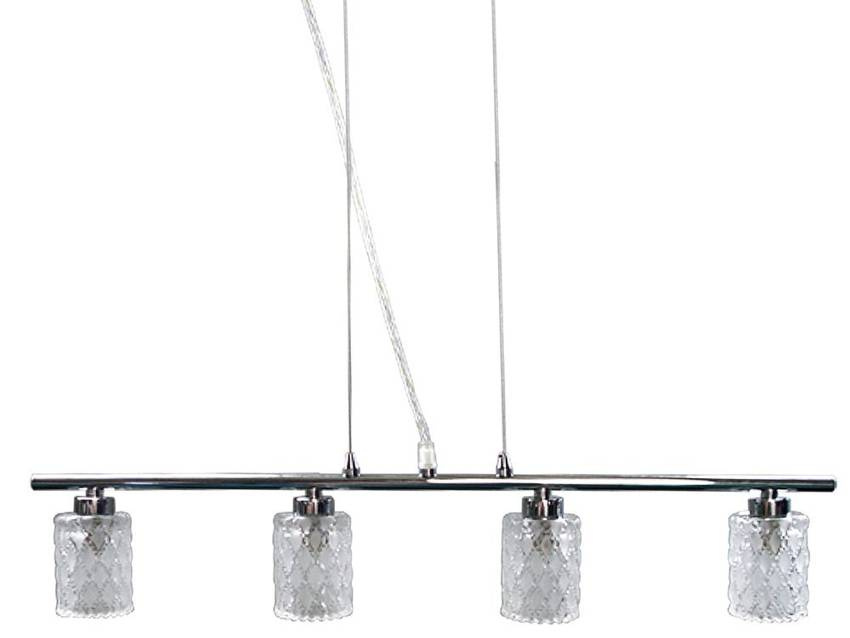 Chromowana lampa wisząca z regulacją wysokości do salonu BERTA 4-płomienna