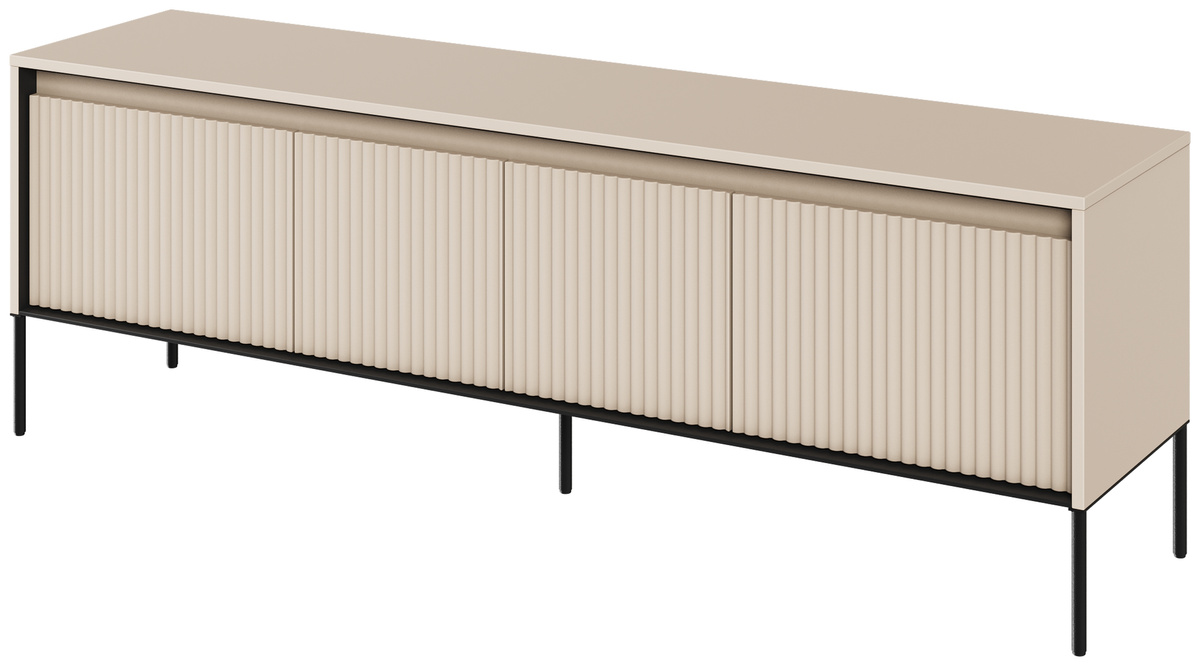 Innowacyjna szafka RTV na wysokich nóżkach z ryflowanymi frontami TREND