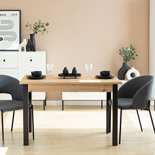 Stół do jadalni NOSTE 120 cm dąb artisan z czarnymi nogami