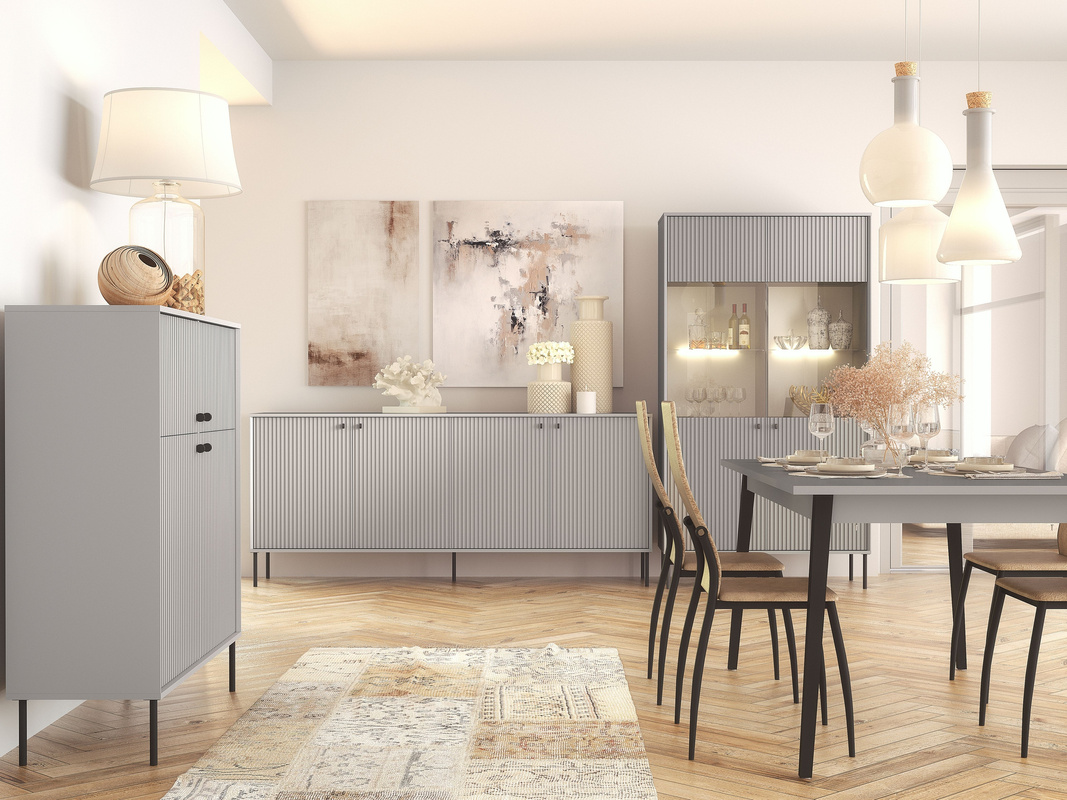 Nowoczesny zestaw mebli do jadalni IRYS szary