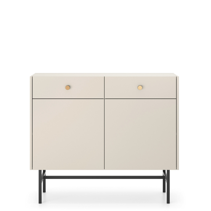 Dwudrzwiowa komoda do salonu z szufladami DALIA kaszmir