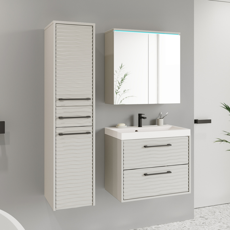 Zestaw nowoczesnych mebli łazienkowych z umywalką CONA kaszmir