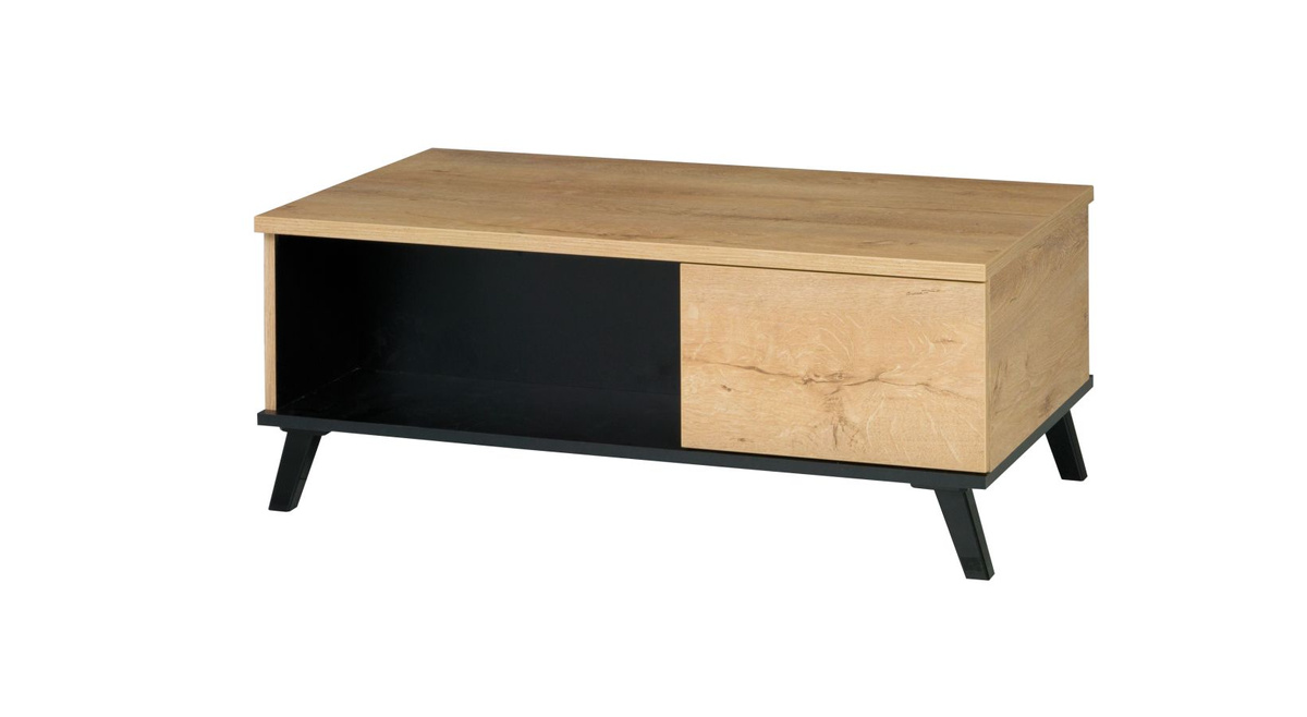 Stolik kawowy prostokątny ze schowkiem dąb lefkas jasny JOHNY