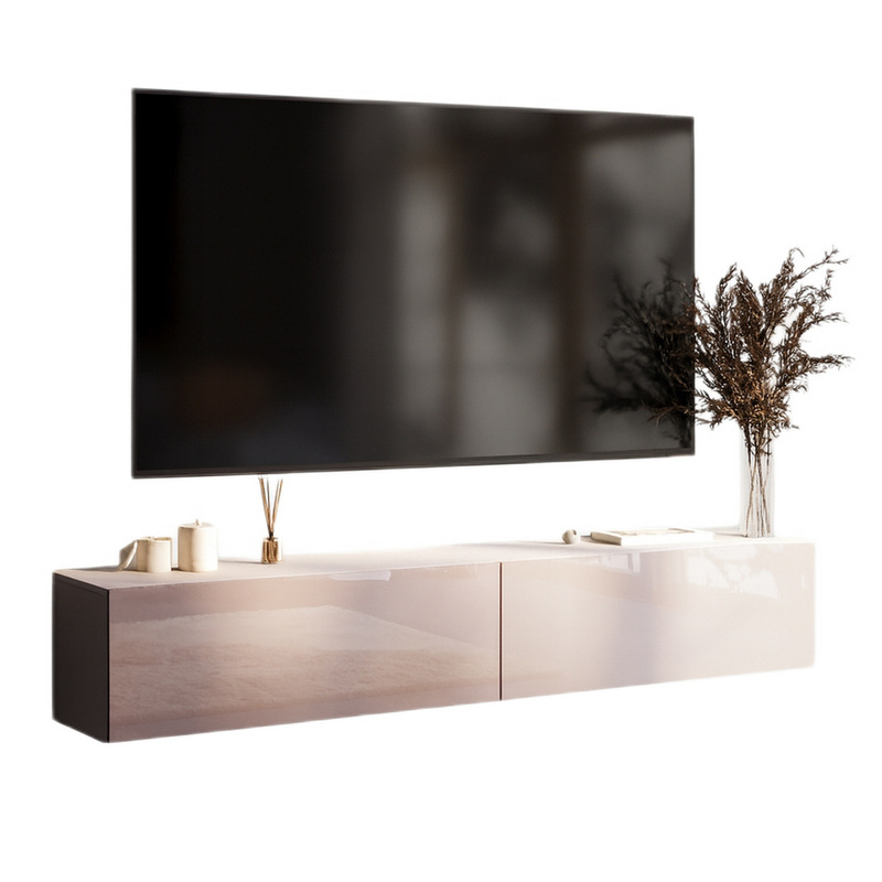 Szafka RTV 210 cm do salonu PREMIUM kaszmir połysk