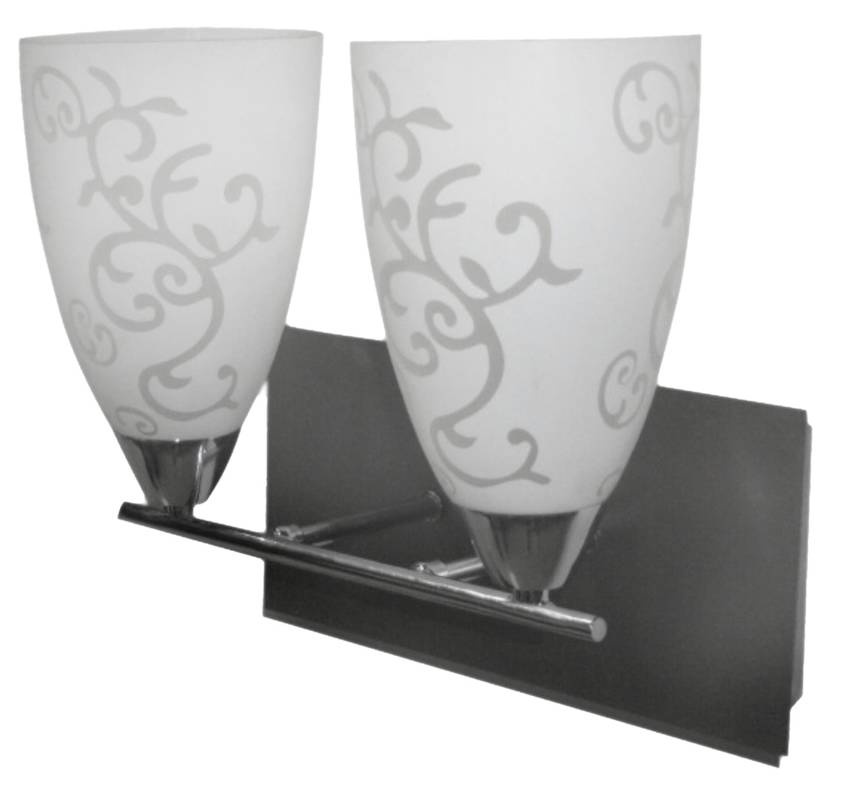 Srebrny kinkiet ścienny z białym kloszem do salonu Medea podwójny