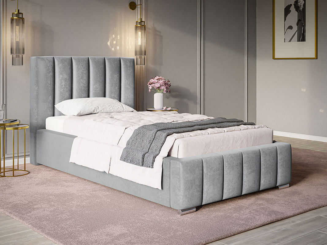Szare welurowe łóżko 90x200 cm CAND tapicerowane