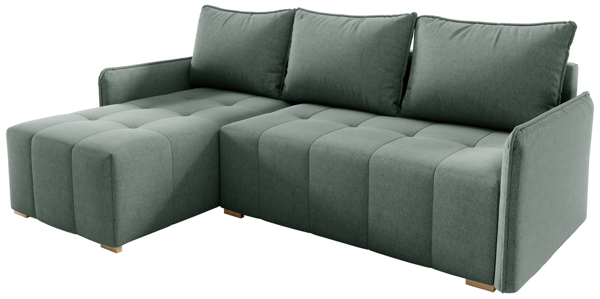 Zielony narożnik do salonu z funkcją spania GLORIA