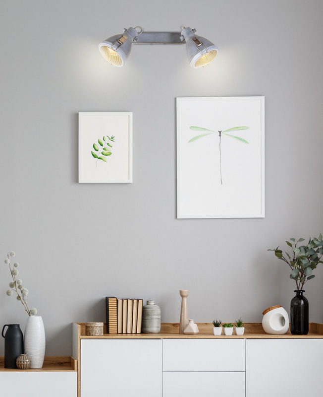 Szary kinkiet nad lustro do łazienki CRODO metal E14 2-płomienny