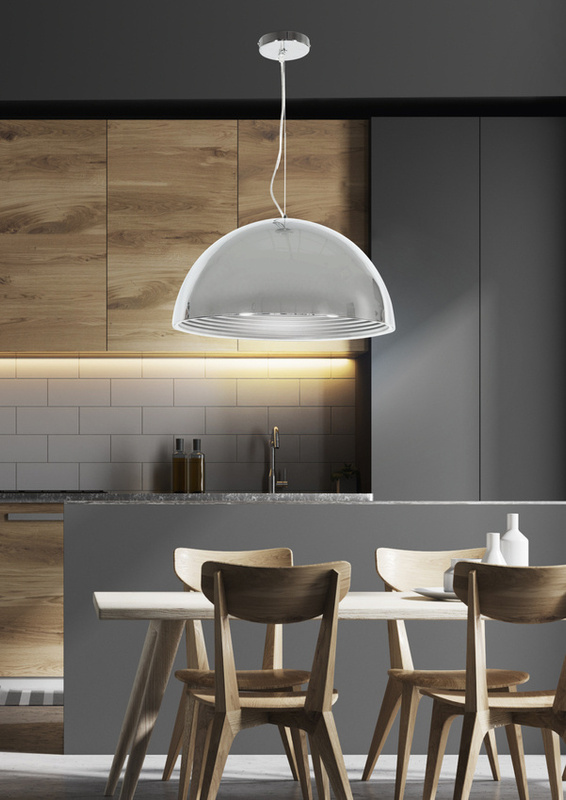 Srebrna lampa wisząca metalowa do salonu DORADA chrom 40 cm