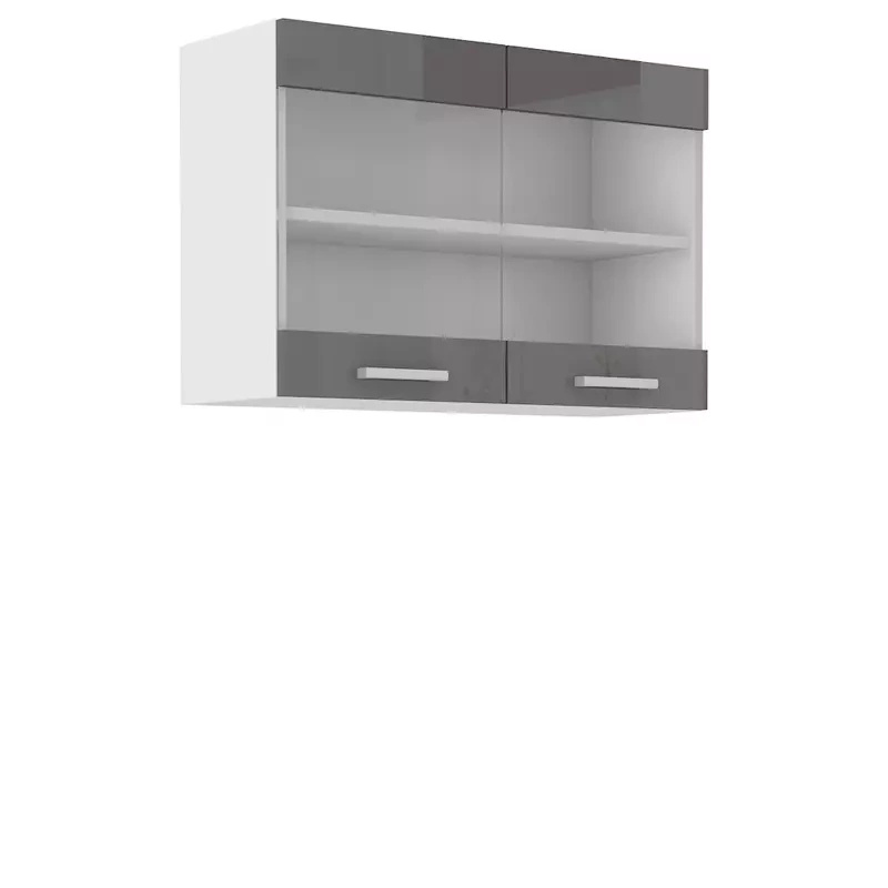 Szafka kuchenna przeszklona 80 szary połysk SOFIA