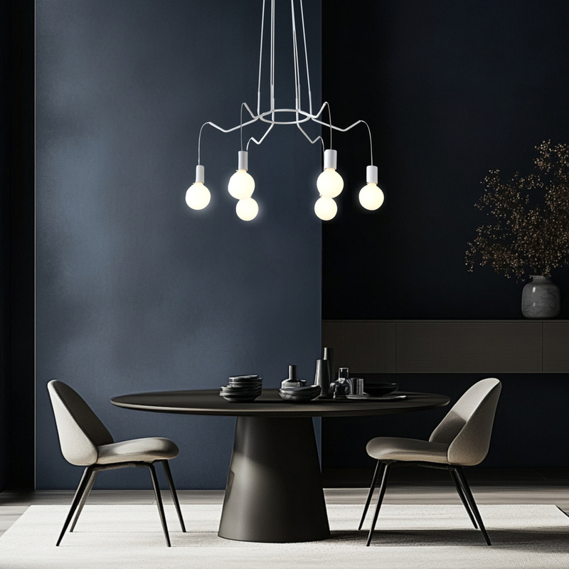 Biała lampa wisząca sufitowa 6xE27 do salonu BASSO metal