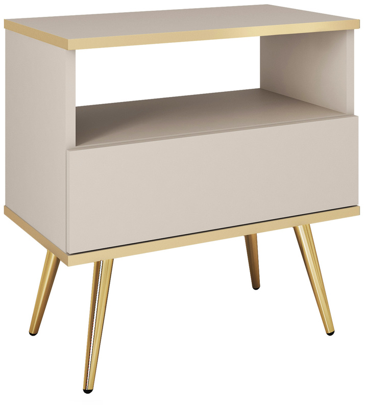Beżowa szafka nocna z szufladą 54 cm ORVIETO