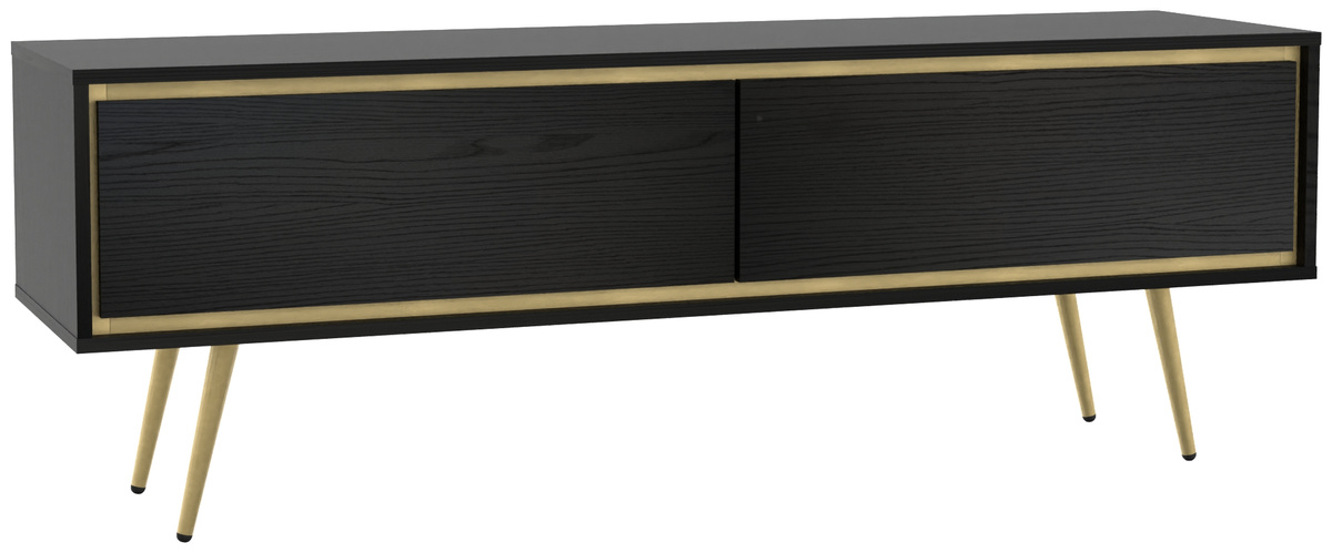 Czarna szafka RTV glamour 150 cm na wysokich nóżkach TALUS