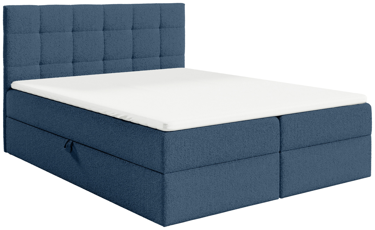Łóżko kontynentalne 160x200 cm do sypialni tapicerowane ASPEN granatowe