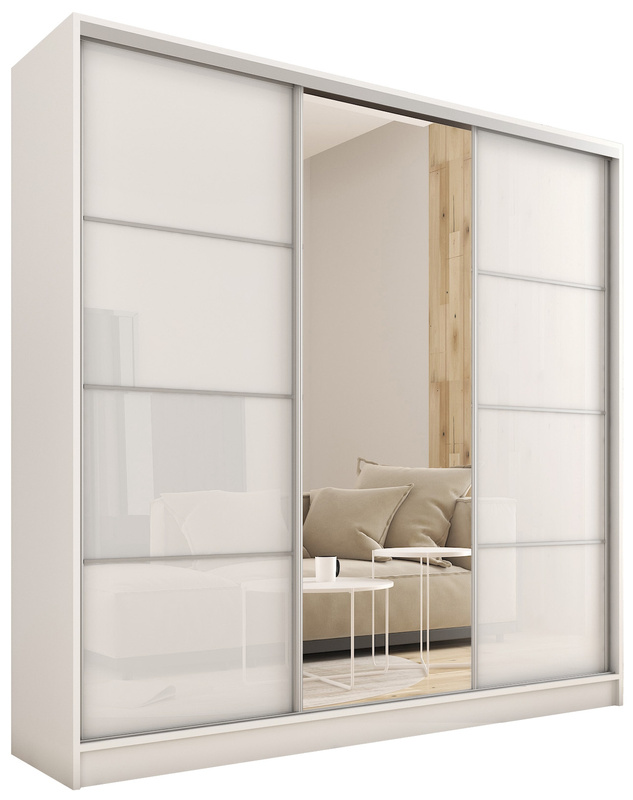 Szafa przesuwna 180 cm z lustrem biały połysk TOP