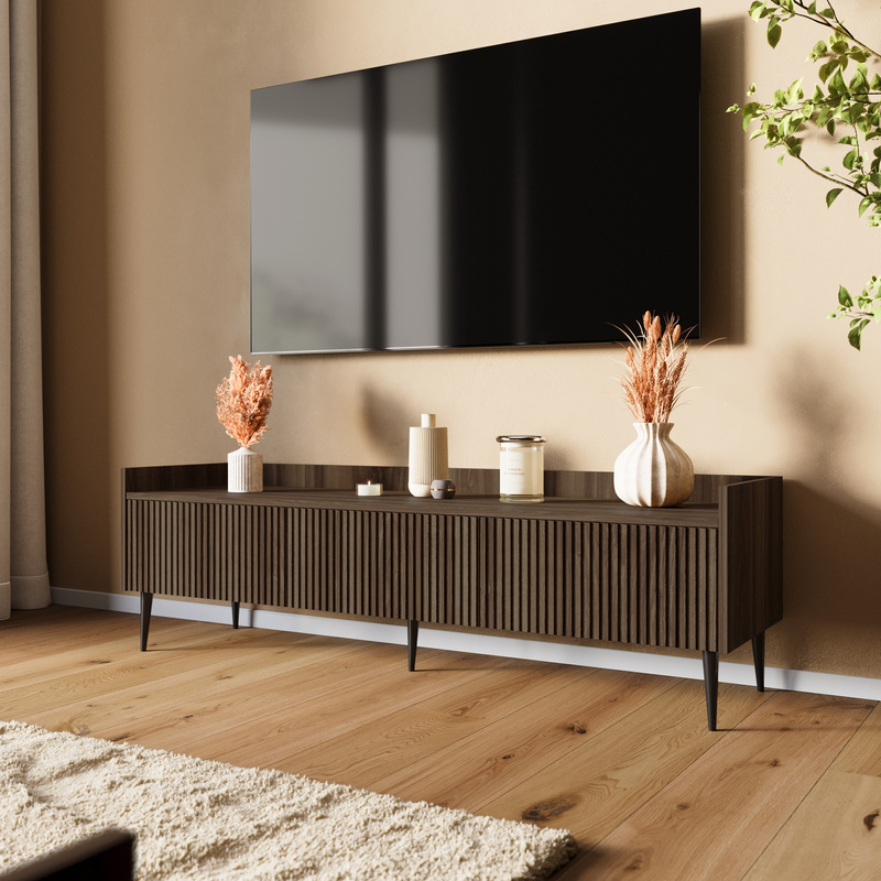 Nowoczesna szafka RTV 150 cm ASPERO do salonu orzech