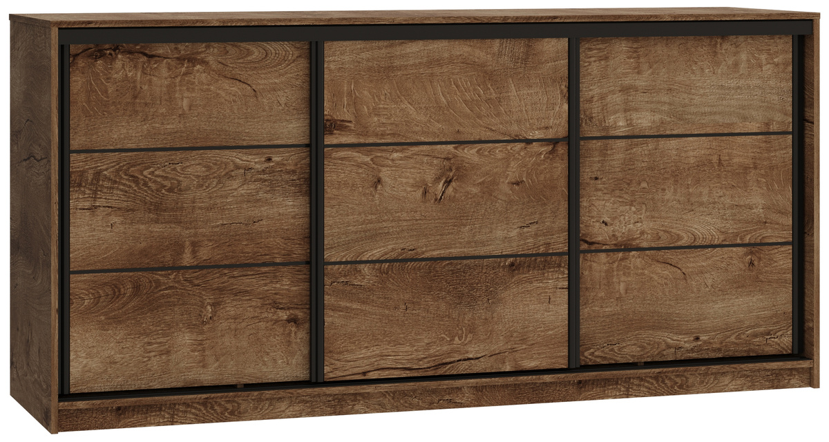 Duża komoda przesuwna 200 cm z szufladami dąb lefkas LOFT