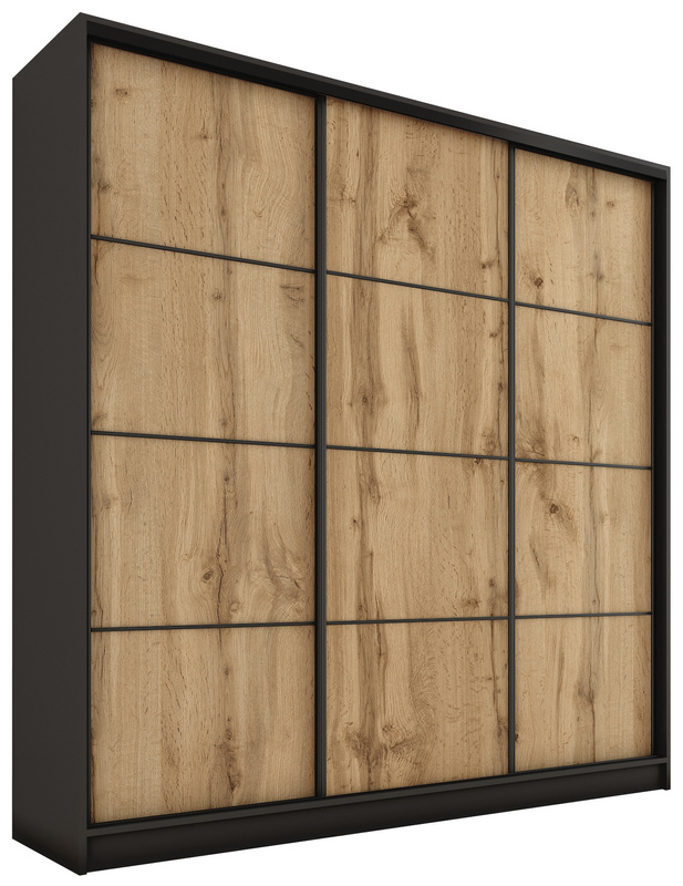 Trzydrzwiowa szafa przesuwna z półkami 200 cm LOFT MAX