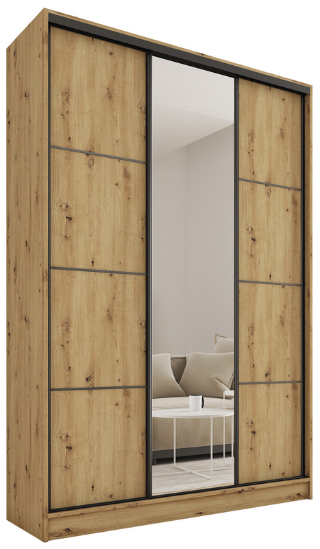 Szafa przesuwna z lustrem 150 cm LOFT MAX dąb artisan