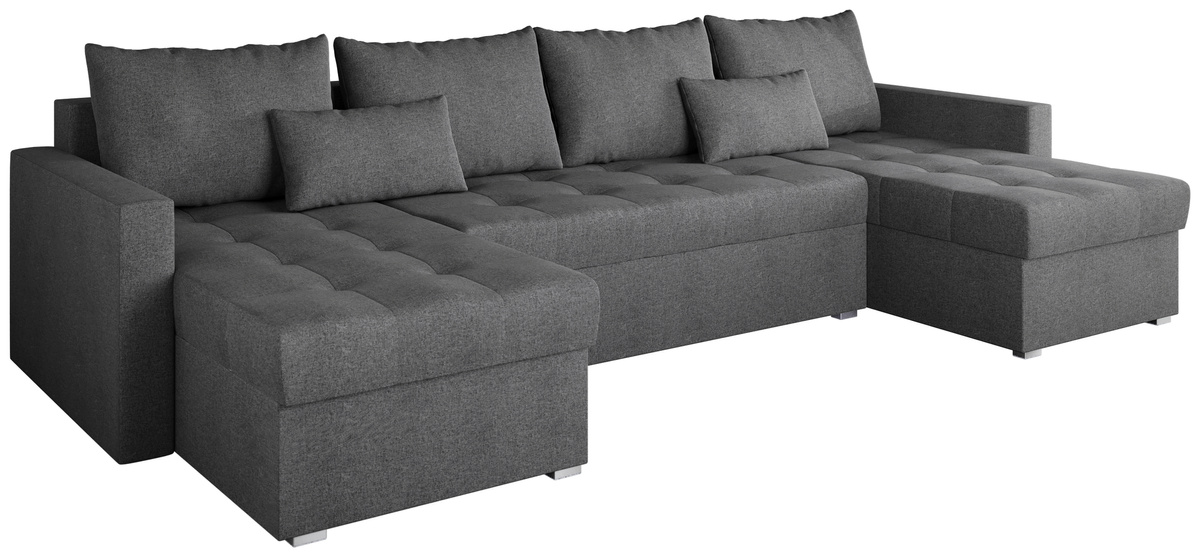 Szary duży narożnik z funkcją spania i pojemnikiem do salonu HOT U