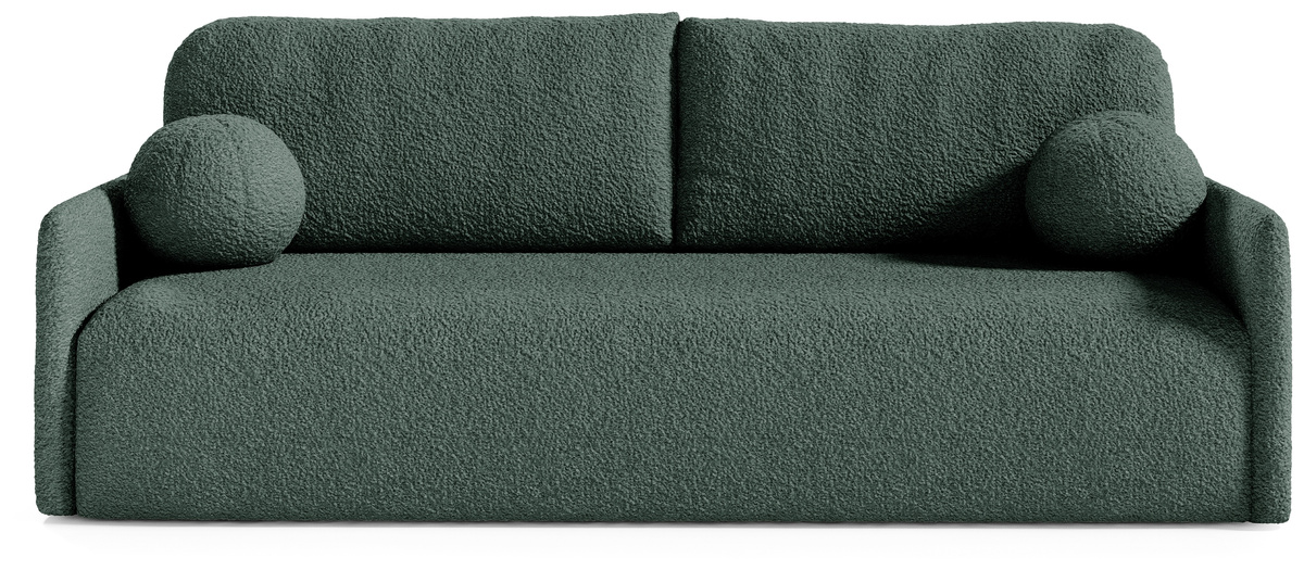 Rozkładana sofa boucle do salonu z funkcją spania zielona CLOUD