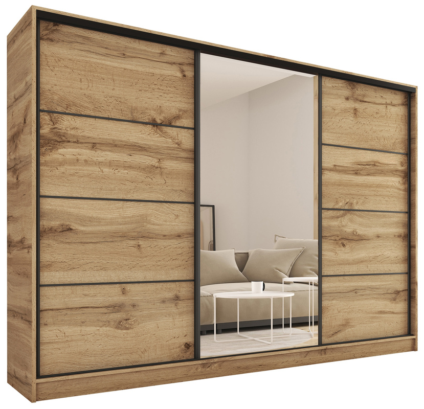 Szafa z lustrem 250 cm dąb wotan LOFT