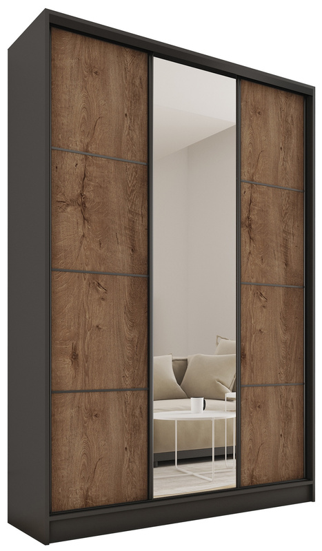 Trzydrzwiowa szafa przesuwna z lustrem 150 cm LOFT MAX