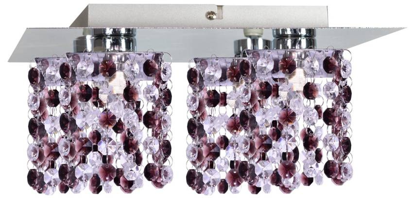 Chromowo-bordowa lampa sufitowa z kryształkami 4-punktowa do salonu Classic