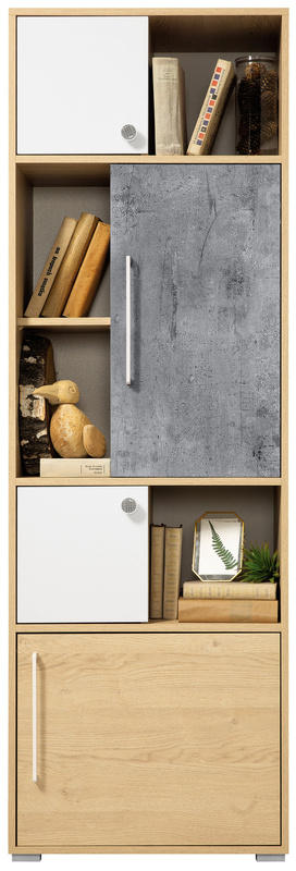 Wysoki regał do pokoju młodzieżowego 60 cm czterodrzwiowy SLEEK