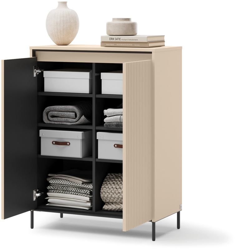 Beżowa komoda do przedpokoju garderoby z oświetleniem TREND