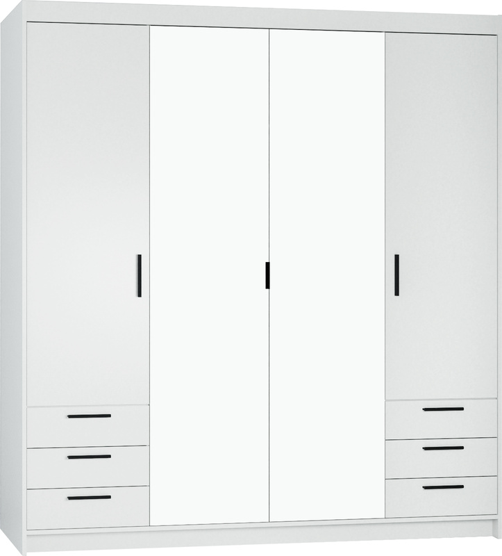 Biała szafa 180 cm modułowa z lustrem i szufladami KUBA