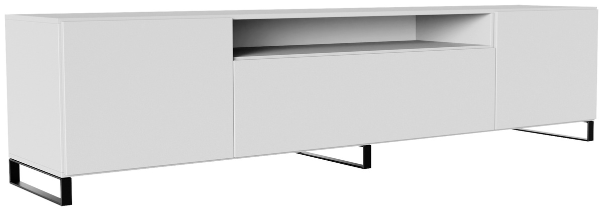 Stojąca szafka RTV na nóżkach 200 cm biała do salonu LANTOS