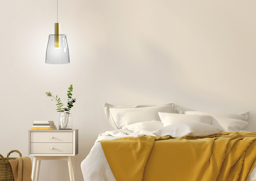 Złota lampa wisząca szklana LED 5W do salonu MODENA 1 punkt światła