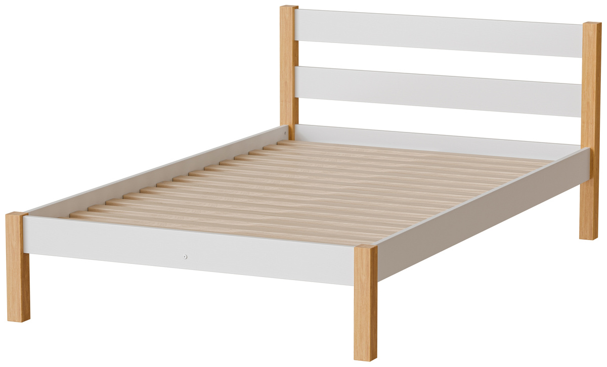 Nowoczesne drewniane białe łóżko 120x200 cm ze stelażem IVALO