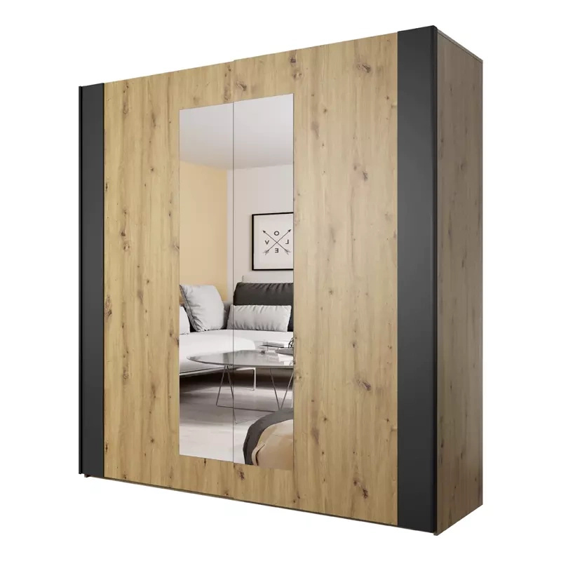 Szafa przesuwna z lustrem 200 cm dąb artisan SAVRELO