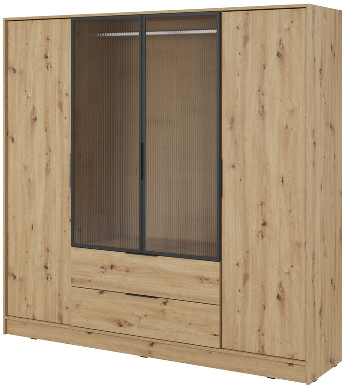 Szafa uchylna z witryną 206 cm do sypialni KAMIS dąb artisan
