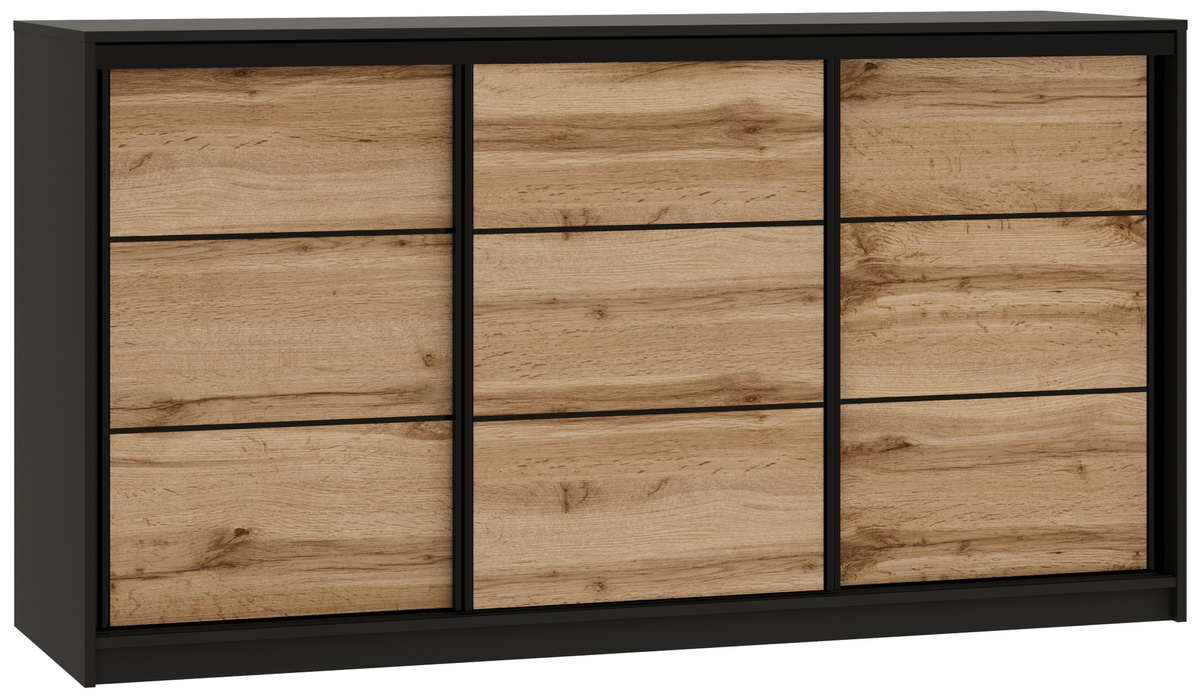 Trzydrzwiowa komoda do sypialni 180 cm z drążkiem LOFT