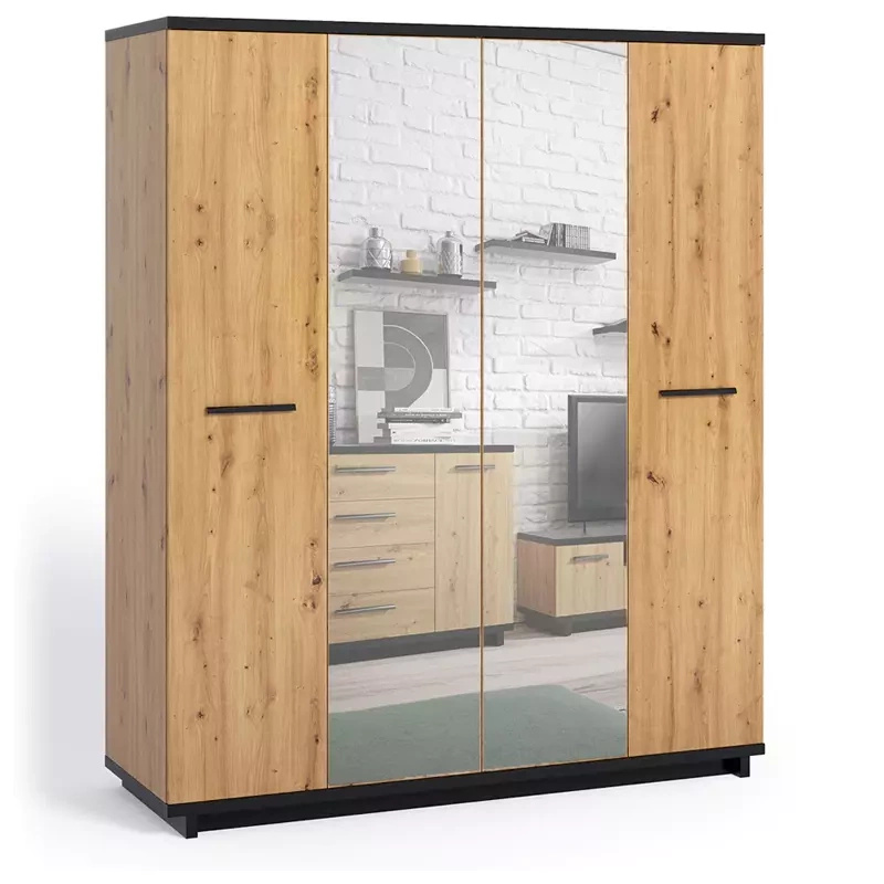 Duża szafa na ubrania 180 cm Dąb artisan/czarny ISMENA