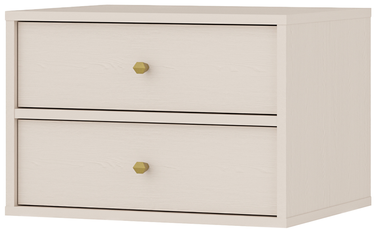 Beżowa wisząca szafka nocna do sypialni z szufladami 52 cm TOKEN