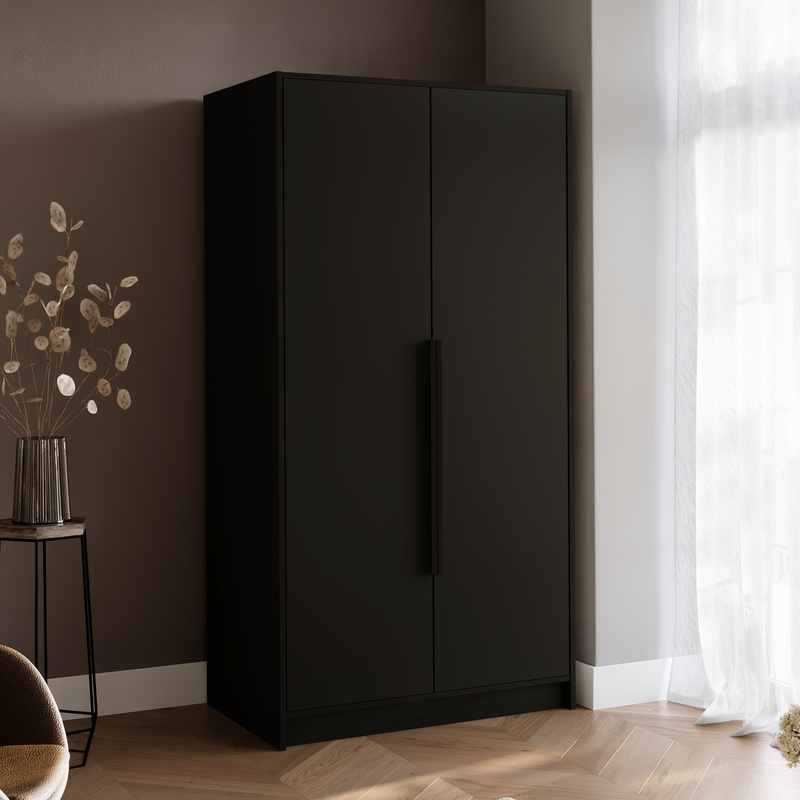 Szafa na ubrania do przedpokoju 100 cm z półkami LESTO czarny