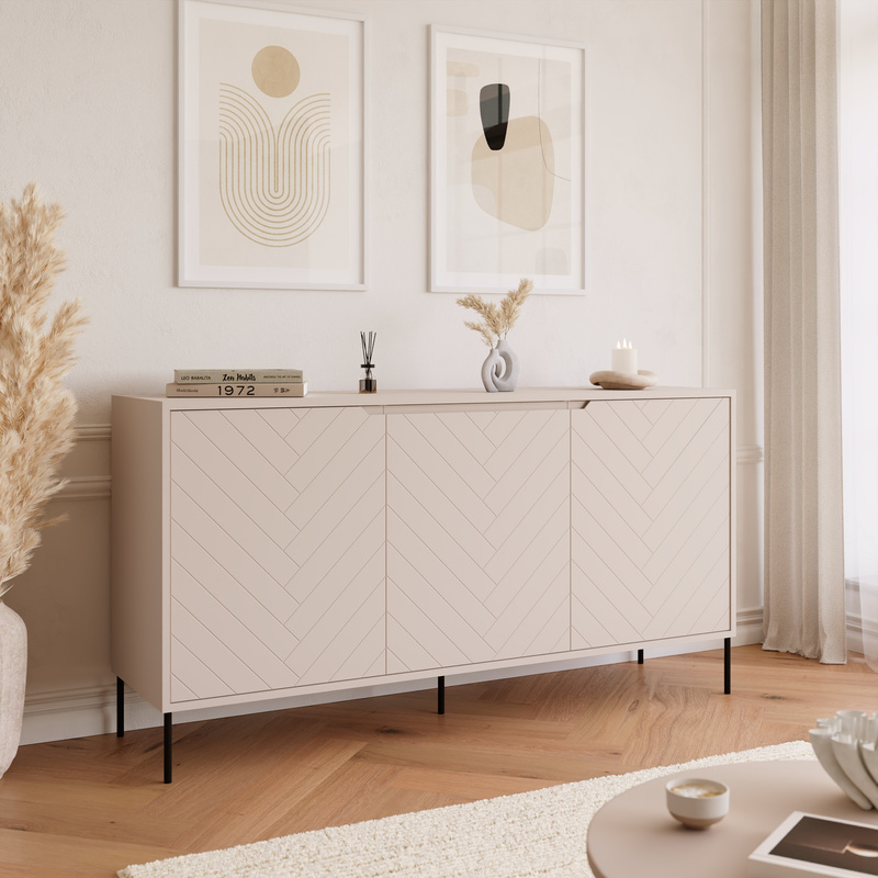 Trzydrzwiowa komoda do salonu 150 cm MODO kaszmir