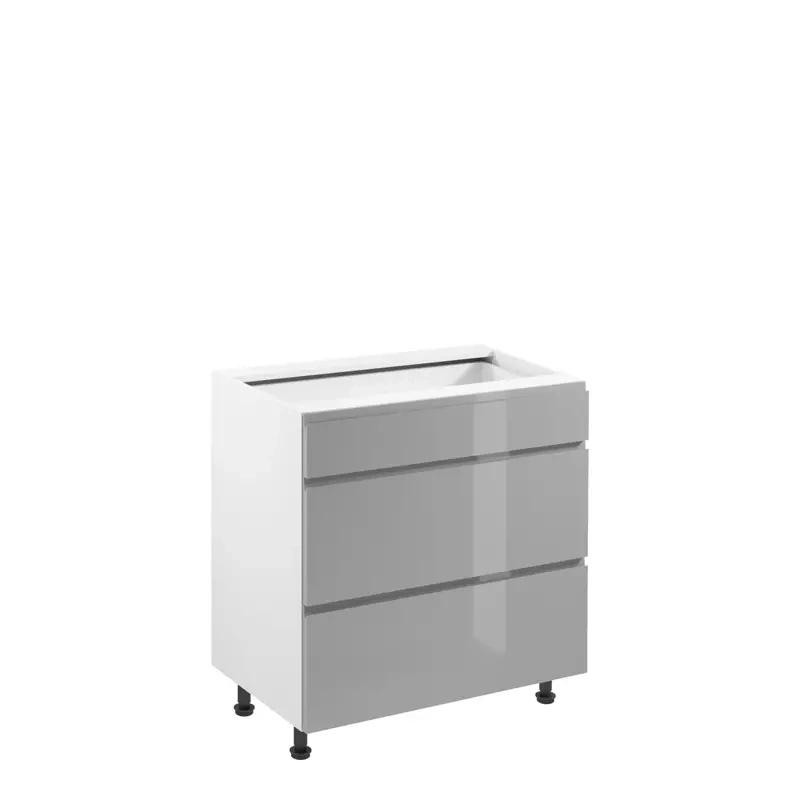 Szafka kuchenna z szufladami 80 cm szary połysk ACELSIO