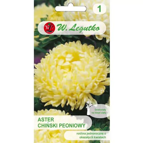 1 szt, Aster peoniowy żółty - Nasiona: Ilość w opakowaniu: 1 g