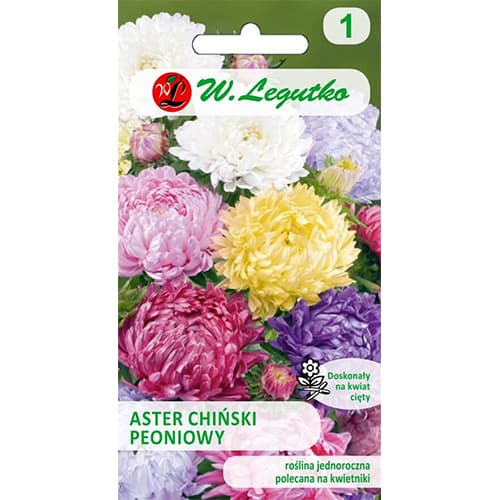 1 szt, Aster peoniowy, mix kolorow - Nasiona: Ilość w opakowaniu: 1.25 g
