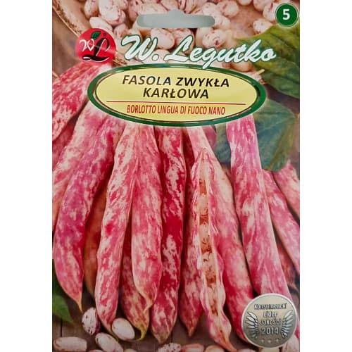 1 szt, Fasola szparagowa karłowa Borlotto lingua di fuoco nano - Nasiona: Ilość w opakowaniu: 40 g