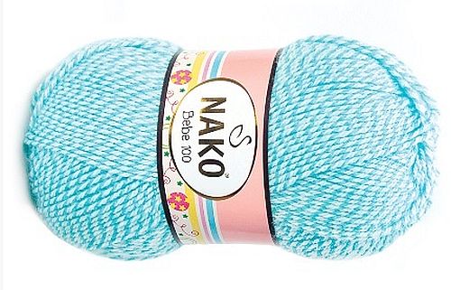 włóczka NAKO SUPER BEBE 50g kolor: 21292 / biało-turkusowy